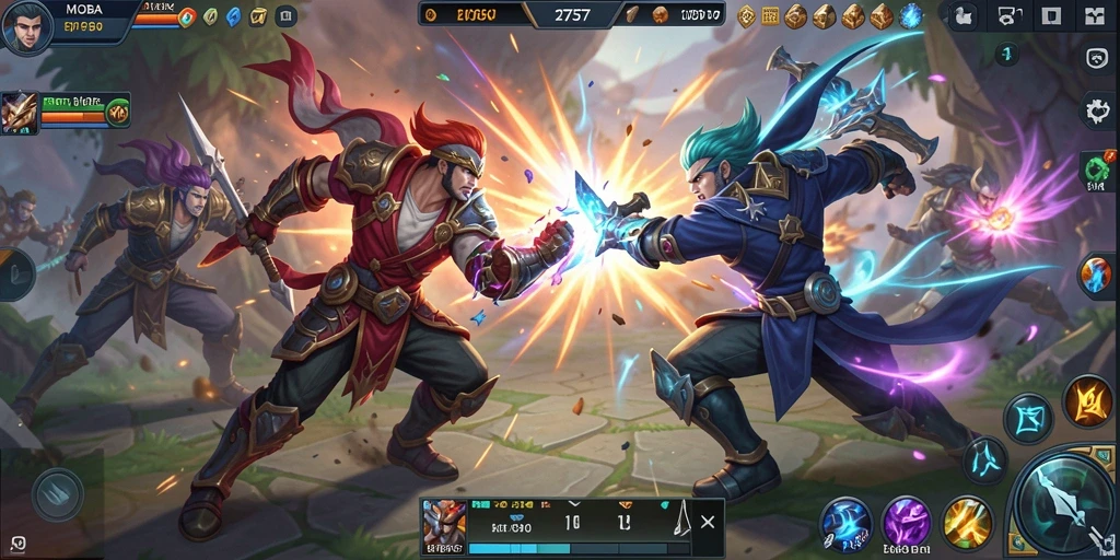 Tangkapan layar permainan 2757 yang menampilkan aksi seru dalam MOBA.