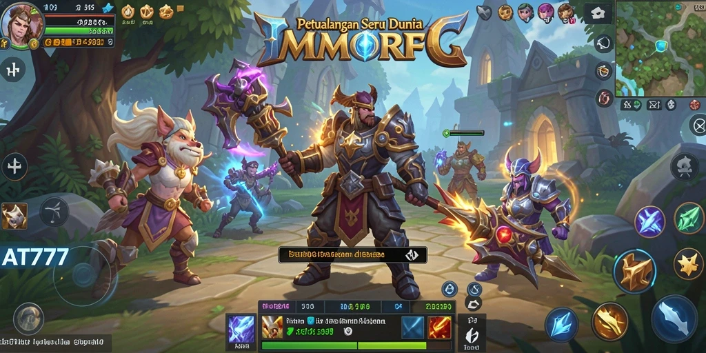 Menampilkan aksi seru dalam gameplay MMORPG AT777.