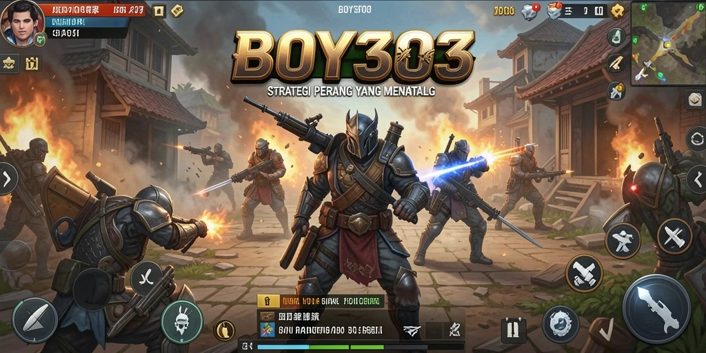 Tangkapan layar gameplay BOY303 yang menampilkan peperangan strategi yang intens.