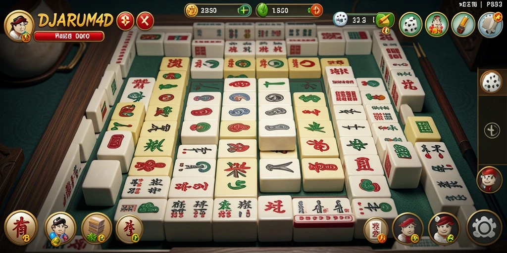 Tampilan gameplay menarik dari DJARUM4D dengan ubin Mahjong.
