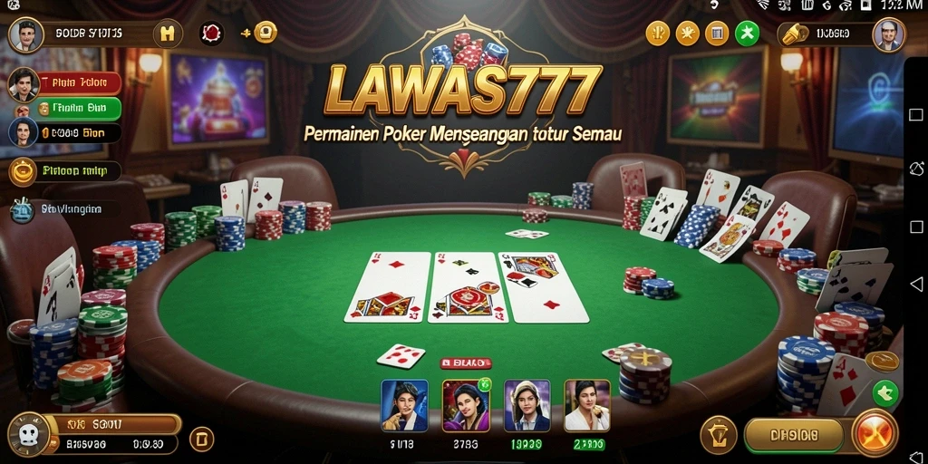 Screenshot utama LAWAS777 menampilkan gameplay poker yang menarik dan interaktif.