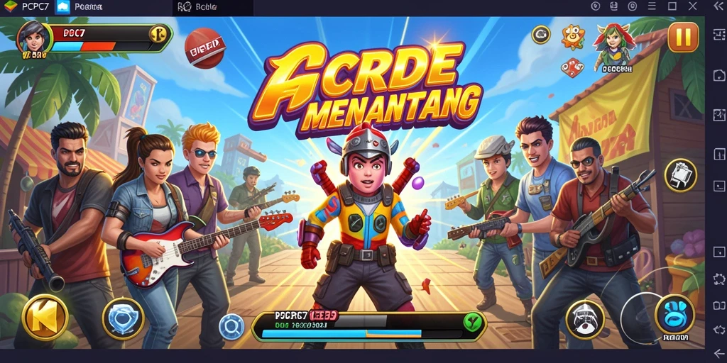 Tampilan utama gameplay PCPC7 yang penuh aksi dan tantangan.