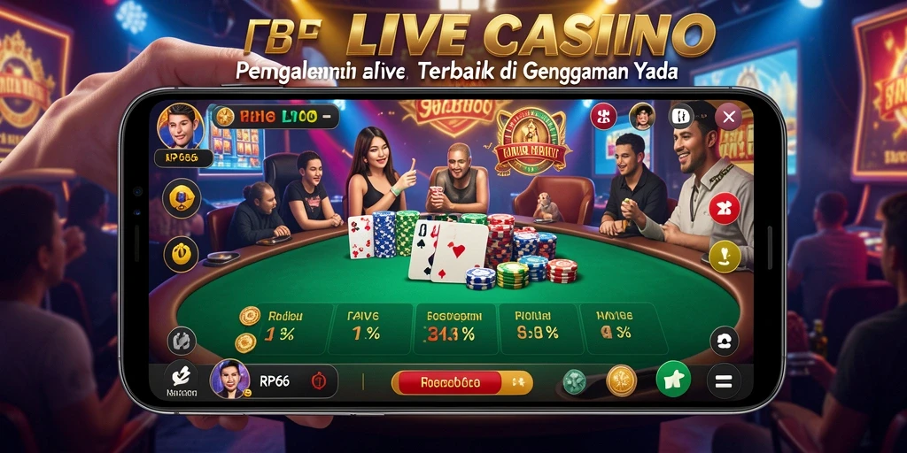 Screenshot utama RP66 menampilkan dealer langsung dalam aksi Live Casino.