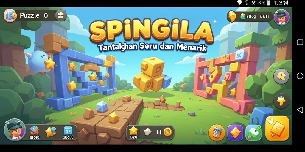 Gambar gameplay SPINGILA menunjukkan tantangan Puzzle yang menarik.