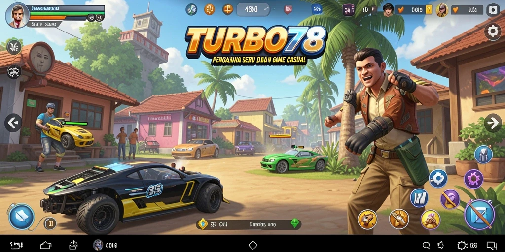 Tampak gameplay TURBO78 dengan level yang seru dan warna-warni.