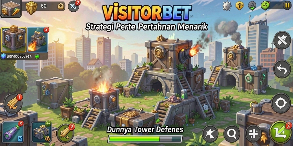 Tampilan gameplay mendebarkan dari VISITORBET Tower Defense.